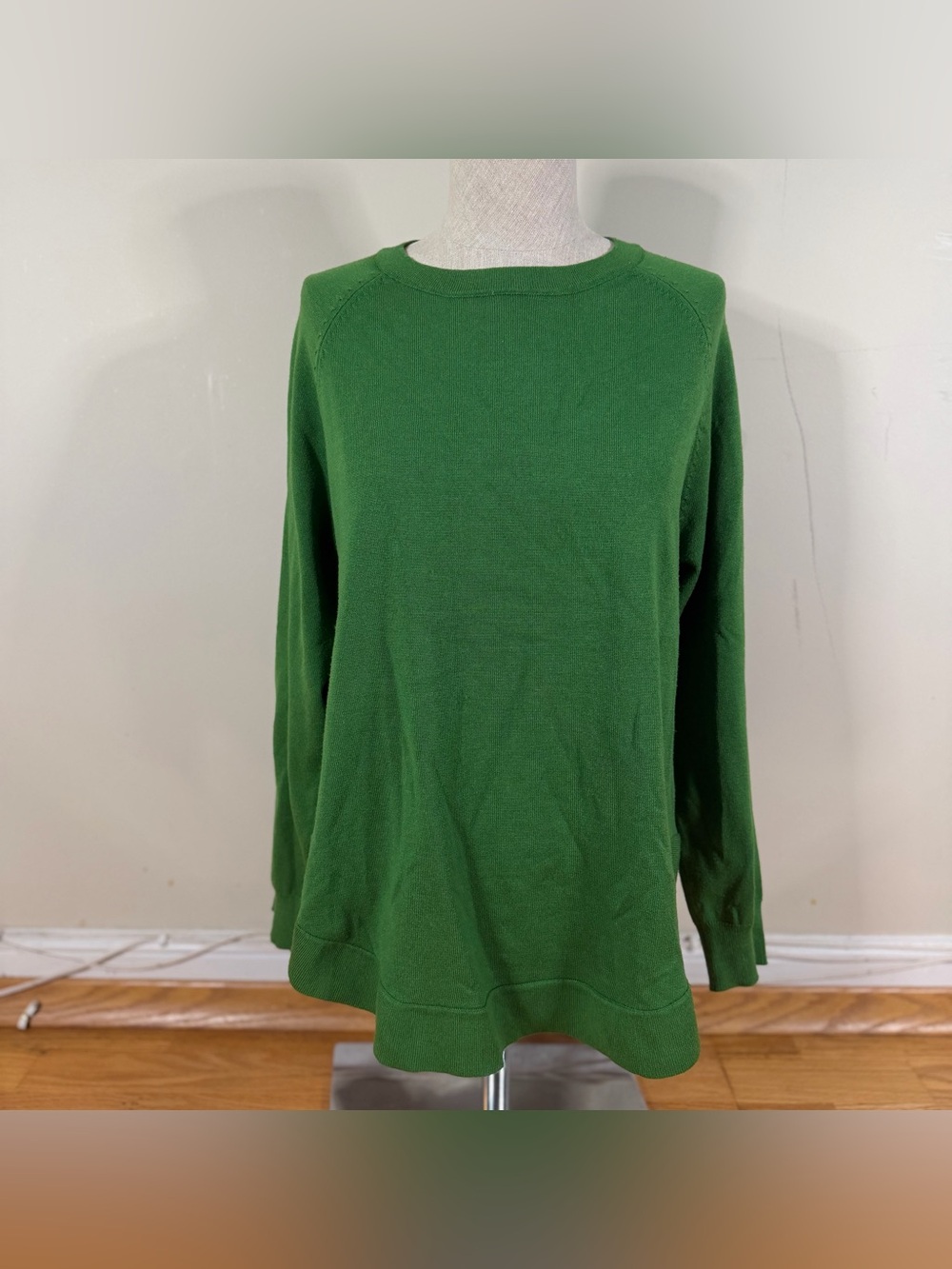 Gallery Crewneck Pullover Sweater Kelly Green M Preppy Collegiate Minimalist